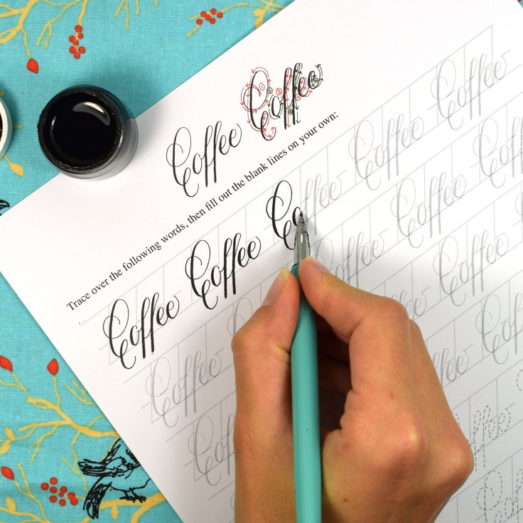 Printable Calligraphy Worksheet Set (Janet Style) | The Postman's Knock