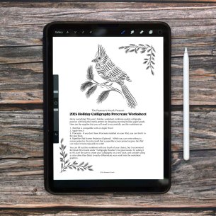 The 2024 Holiday Procreate Worksheet is perfect for those who prefer to practice their calligraphy digitally.