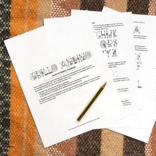 Brillo Andino lettering exemplar and worksheet