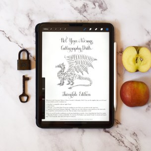 The "Not Your Average Calligraphy Drills: Fairytale Edition" packet is now available as a PROCREATE worksheet!