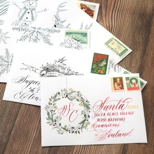 Holiday-themed printable mail art templates
